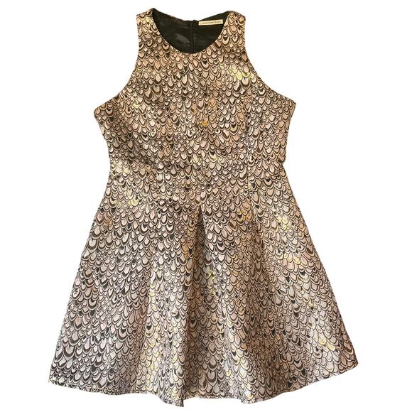 Mustard Seed Women Mini Dress size M Golden Metallic Sleeveless Fit & Flare - Picture 1 of 9